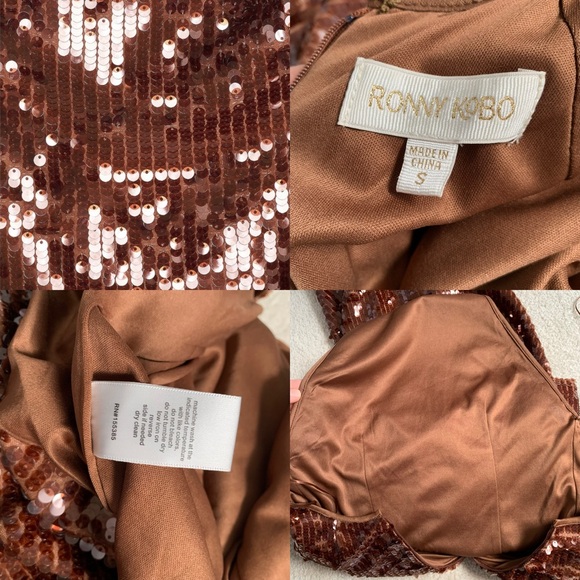 RONNY KOBO Alix Sequined Halter Gown Brown - Picture 16 of 16